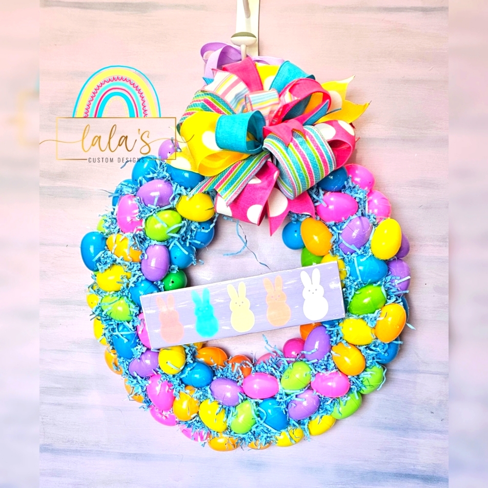 Colorful Easter Egg Wreath - Handmade